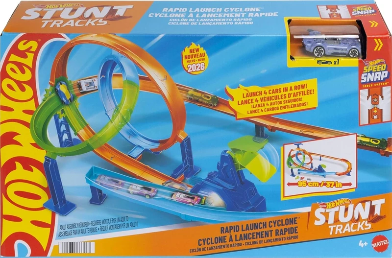 מסלול פעלולים עם לופ התרסקות כפול כולל מכונית | Hot Wheels