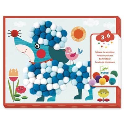 יצירה לקטנים הדבקת פונפונים כלבלב| Djeco