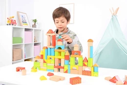 100 קוביות עץ צבעוניות | Lelin