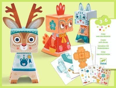 יצירה לקטנים - בניה בנייר וגירוד חיות מצחיקות | Djeco